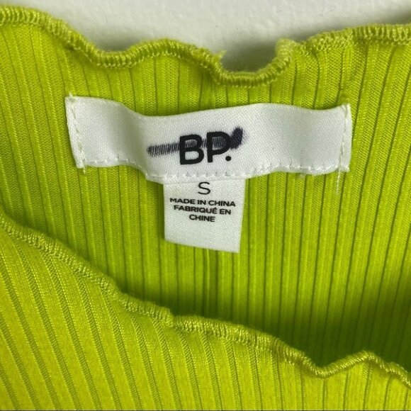 NEW Nordstrom BP Lime Neon Green Lettuce Edge Tank Top Size Small Ribbed Retro S - Picture 4 of 14